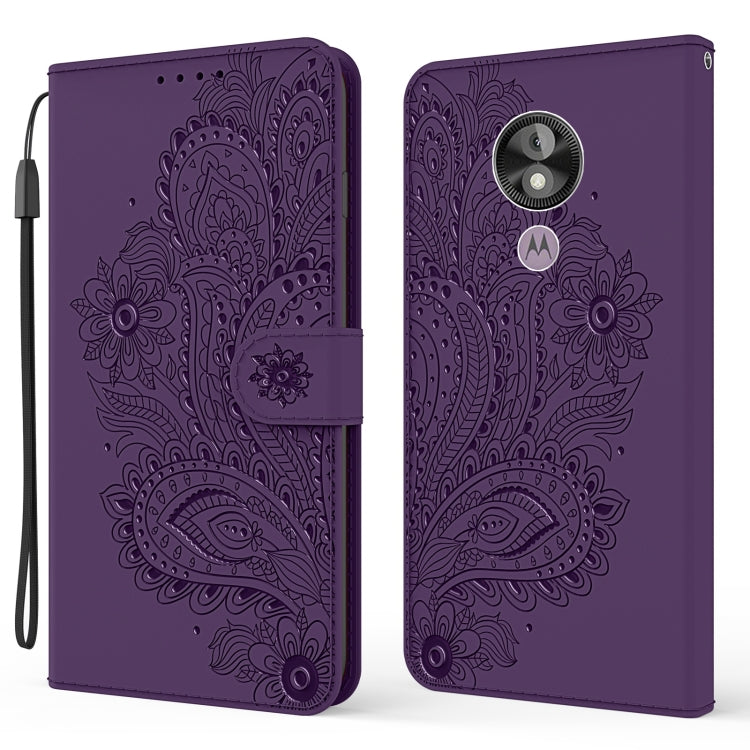 For Motorola Moto G7 Power(US Version) Peacock Embossed Pattern Horizontal Flip Leather Case with Holder & Card Slots & Wallet & Lanyard