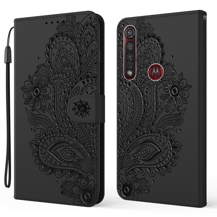 For Motorola Moto G8 Plus Peacock Embossed Pattern Horizontal Flip Leather Case with Holder & Card Slots & Wallet & Lanyard