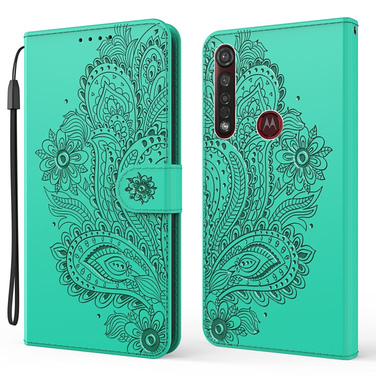 For Motorola Moto G8 Plus Peacock Embossed Pattern Horizontal Flip Leather Case with Holder & Card Slots & Wallet & Lanyard