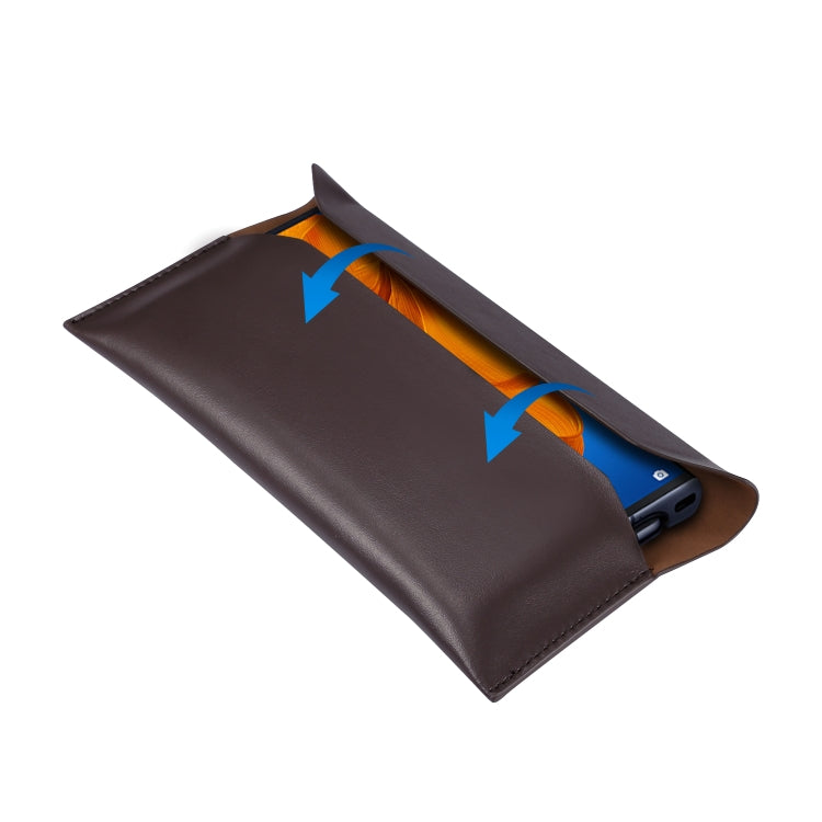 Magnetic Genuine Leather Horizontal Flip Protective Case for 6.1-6.7 inch Smartphones