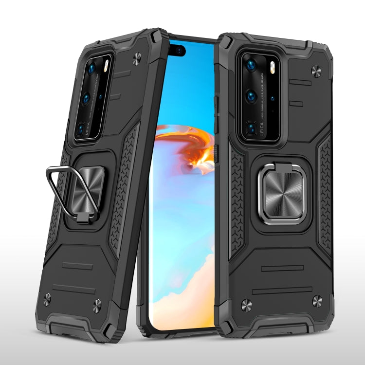 For Huawei P40 Pro Magnetic Armor Shockproof TPU + PC Case with Metal Ring Holder