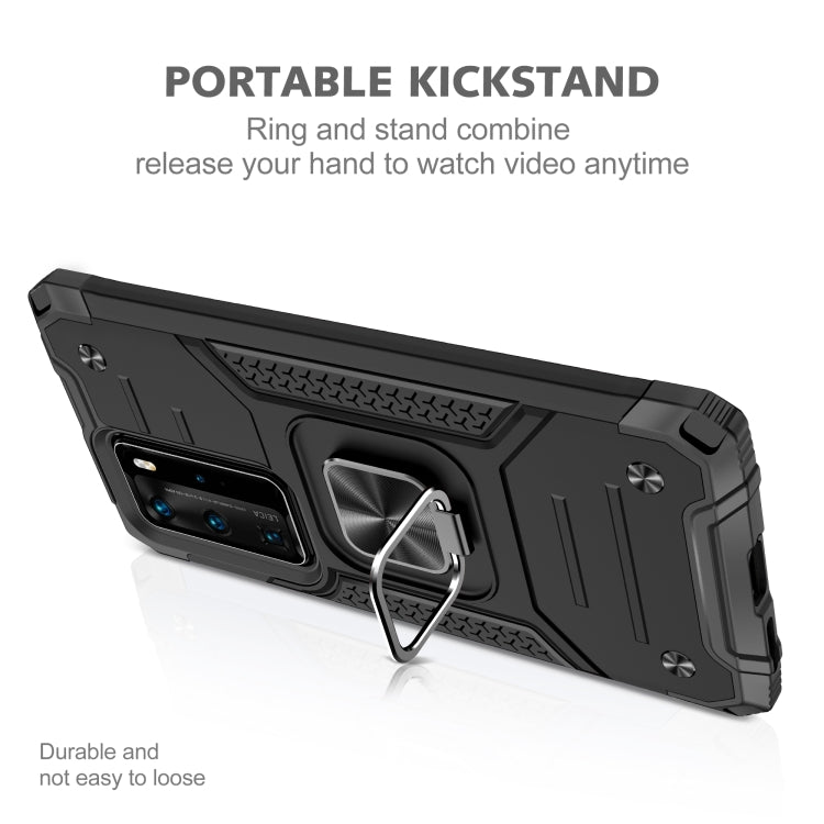 For Huawei P40 Pro Magnetic Armor Shockproof TPU + PC Case with Metal Ring Holder