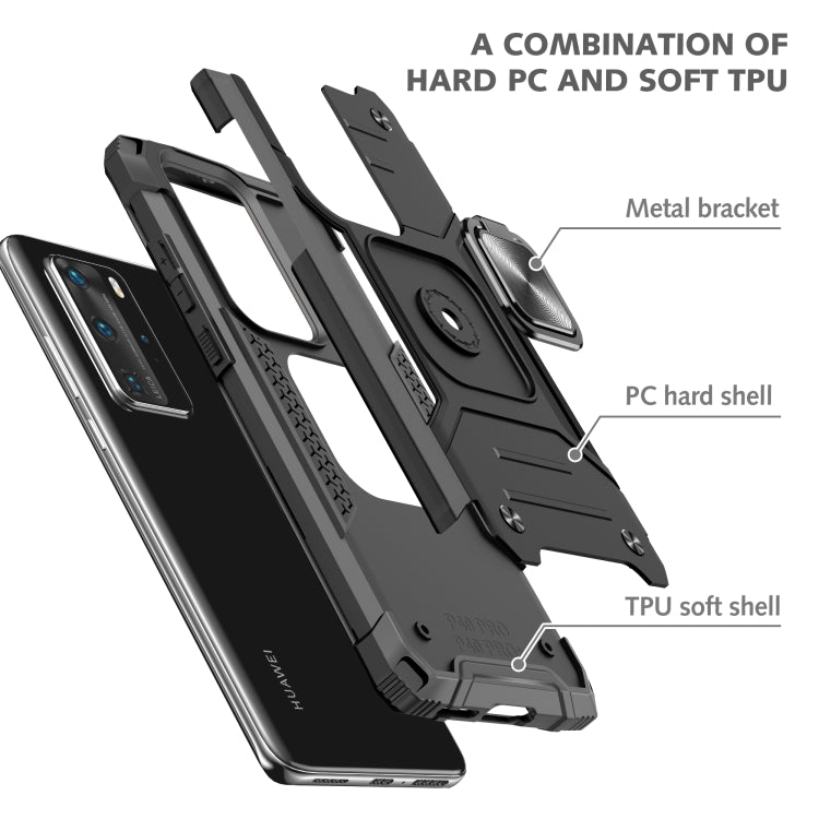 For Huawei P40 Pro Magnetic Armor Shockproof TPU + PC Case with Metal Ring Holder