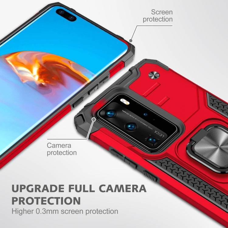 For Huawei P40 Pro Magnetic Armor Shockproof TPU + PC Case with Metal Ring Holder