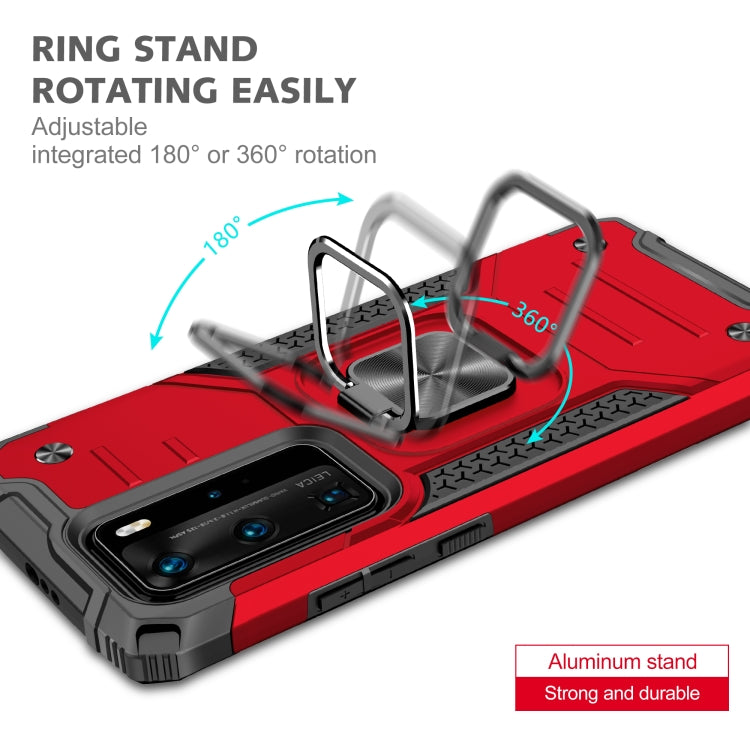 For Huawei P40 Pro Magnetic Armor Shockproof TPU + PC Case with Metal Ring Holder