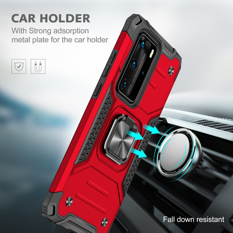 For Huawei P40 Pro Magnetic Armor Shockproof TPU + PC Case with Metal Ring Holder