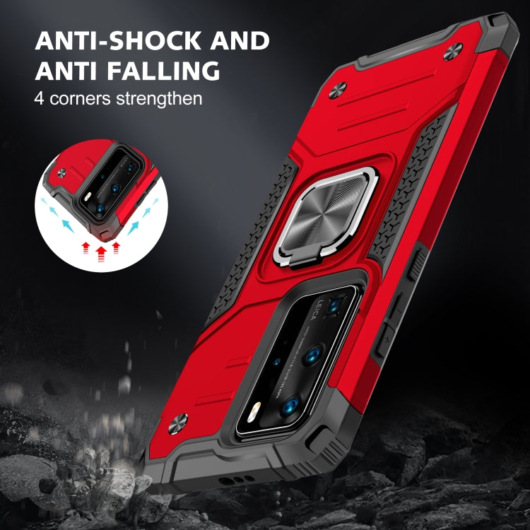 For Huawei P40 Pro Magnetic Armor Shockproof TPU + PC Case with Metal Ring Holder