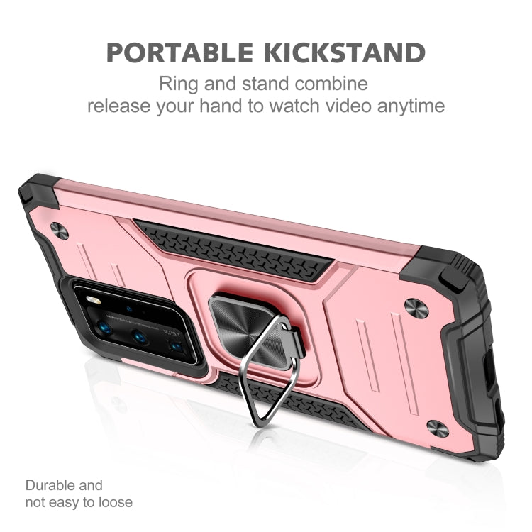 For Huawei P40 Pro Magnetic Armor Shockproof TPU + PC Case with Metal Ring Holder