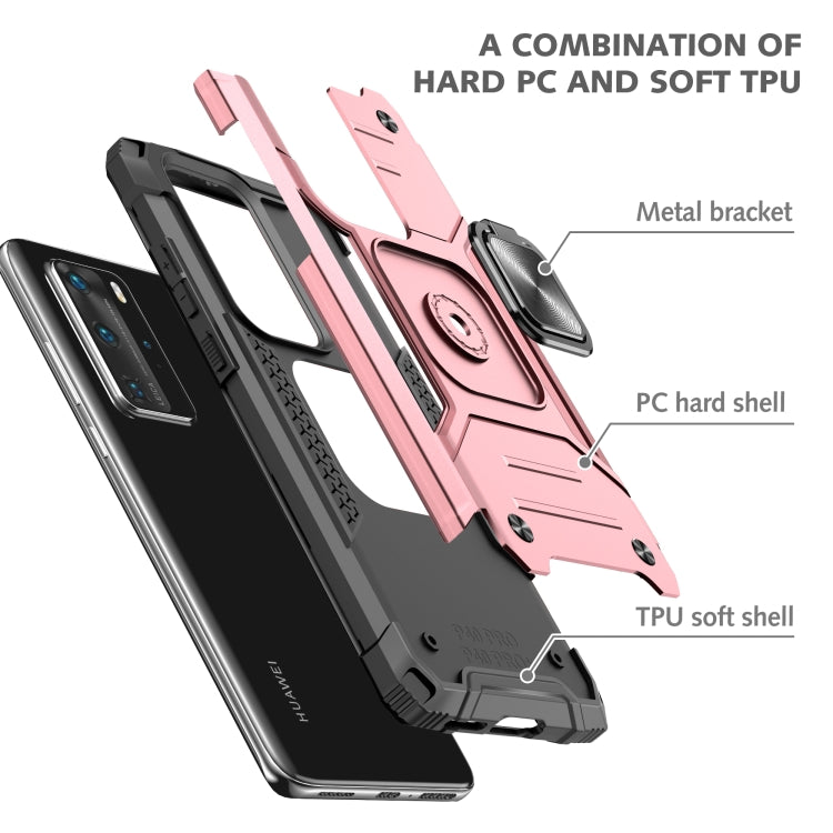 For Huawei P40 Pro Magnetic Armor Shockproof TPU + PC Case with Metal Ring Holder