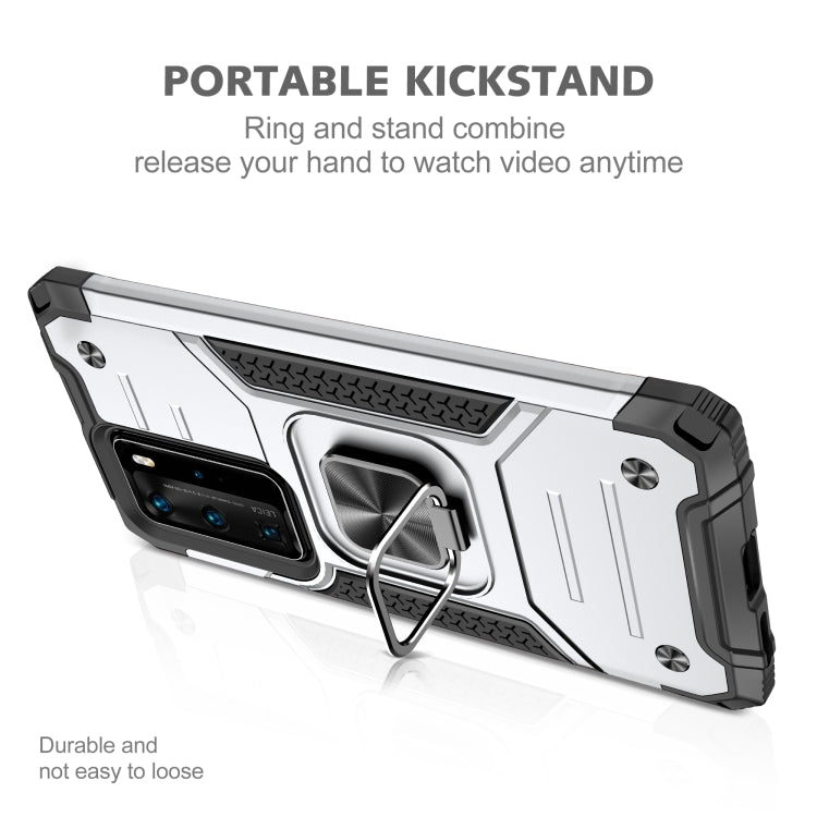 For Huawei P40 Pro Magnetic Armor Shockproof TPU + PC Case with Metal Ring Holder