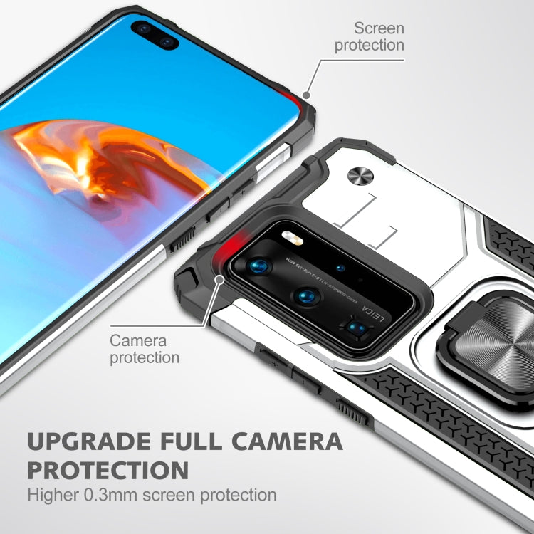 For Huawei P40 Pro Magnetic Armor Shockproof TPU + PC Case with Metal Ring Holder