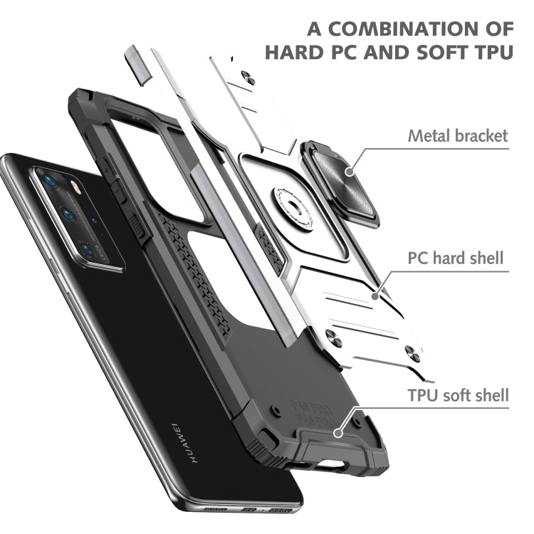 For Huawei P40 Pro Magnetic Armor Shockproof TPU + PC Case with Metal Ring Holder