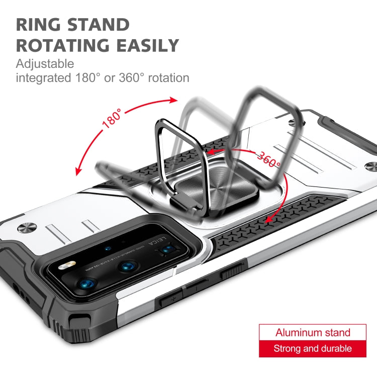 For Huawei P40 Pro Magnetic Armor Shockproof TPU + PC Case with Metal Ring Holder