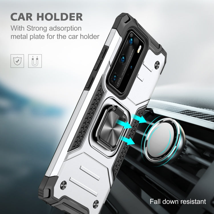 For Huawei P40 Pro Magnetic Armor Shockproof TPU + PC Case with Metal Ring Holder