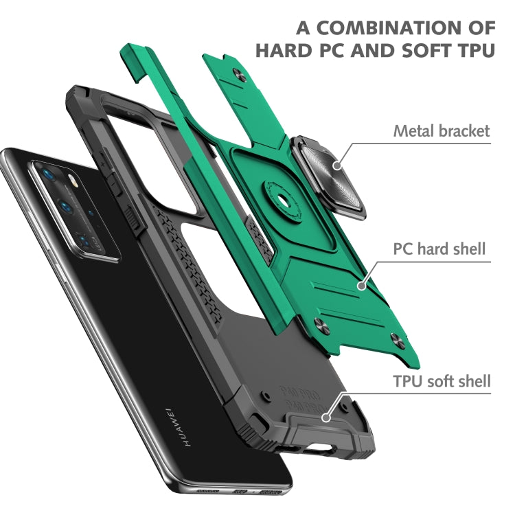 For Huawei P40 Pro Magnetic Armor Shockproof TPU + PC Case with Metal Ring Holder