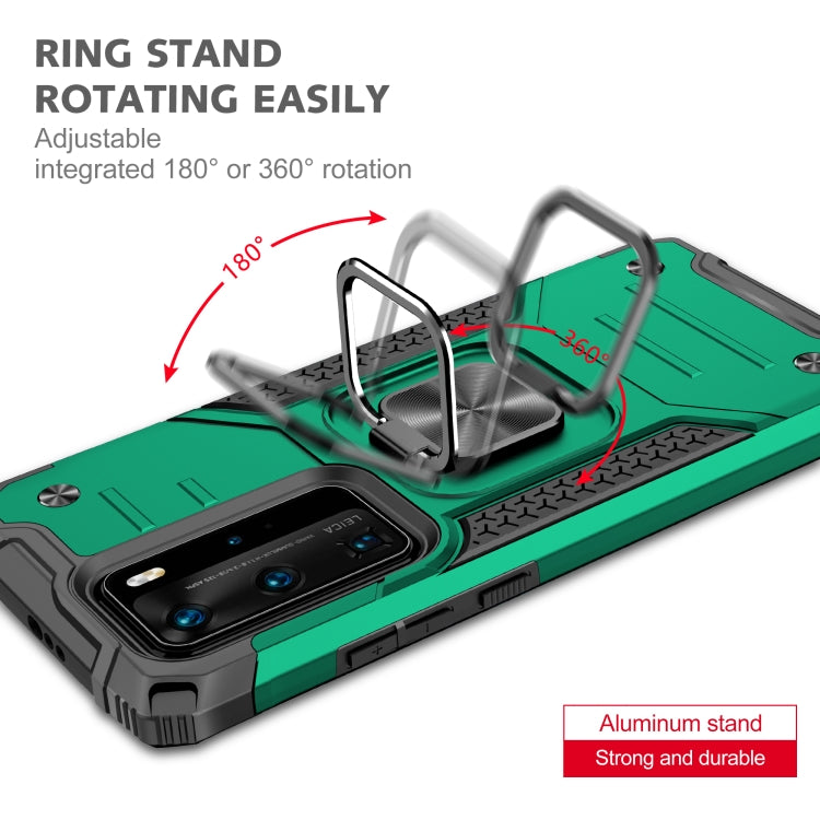 For Huawei P40 Pro Magnetic Armor Shockproof TPU + PC Case with Metal Ring Holder