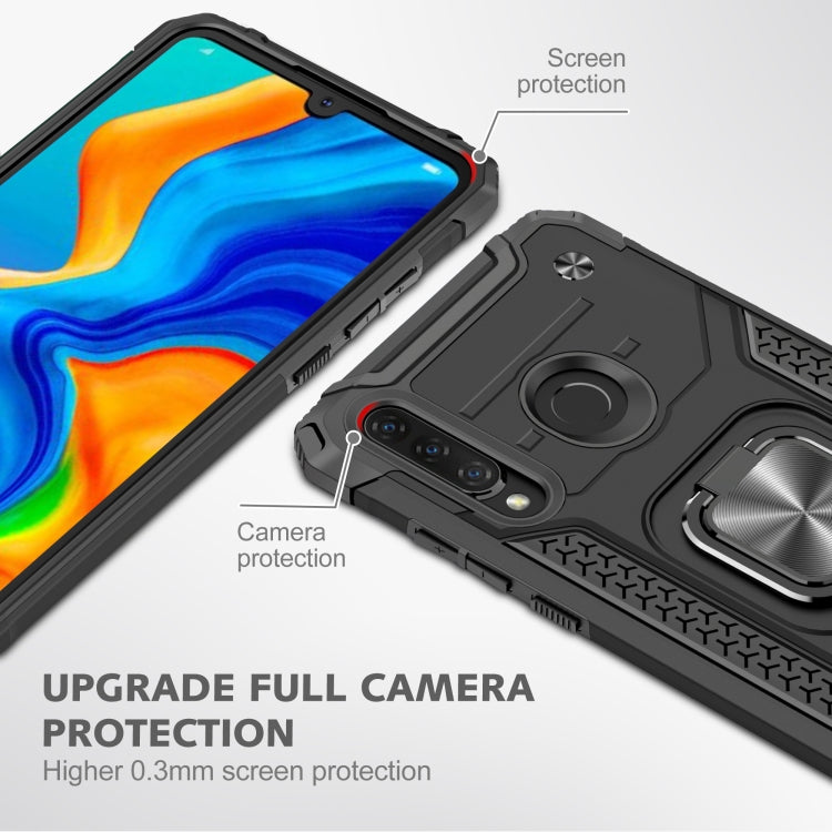 For Huawei Nova 4e / P30 Lite Magnetic Armor Shockproof TPU + PC Case with Metal Ring Holder