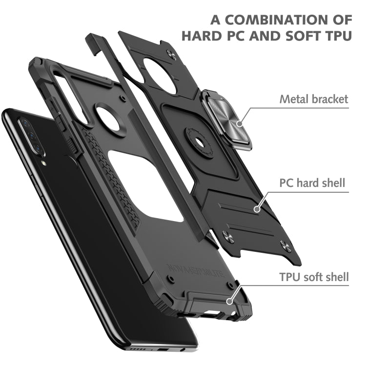 For Huawei Nova 4e / P30 Lite Magnetic Armor Shockproof TPU + PC Case with Metal Ring Holder