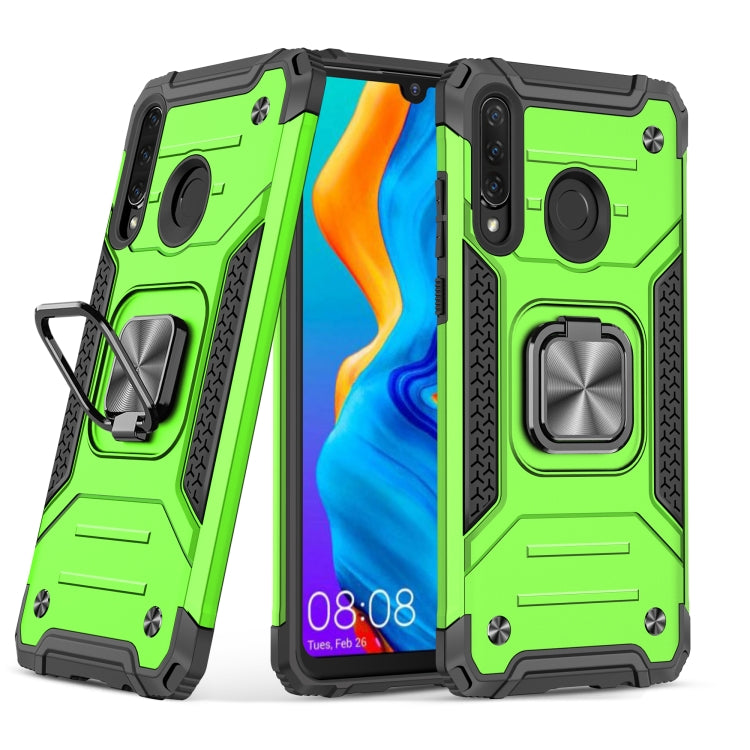 For Huawei Nova 4e / P30 Lite Magnetic Armor Shockproof TPU + PC Case with Metal Ring Holder