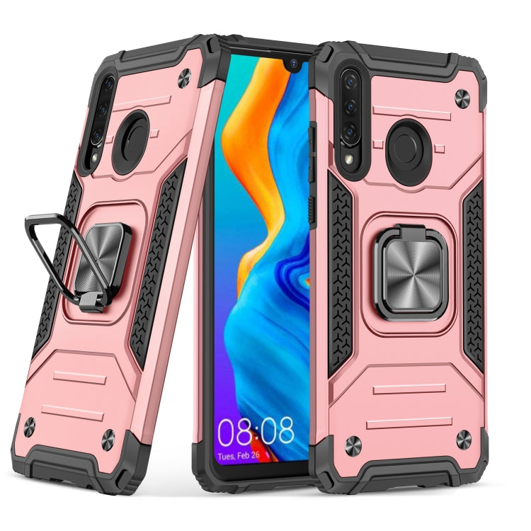 For Huawei Nova 4e / P30 Lite Magnetic Armor Shockproof TPU + PC Case with Metal Ring Holder