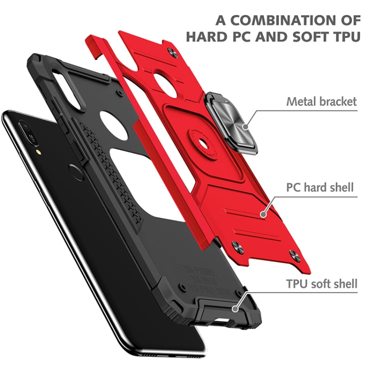 For Huawei Y6 Prlme / Y6 Magnetic Armor Shockproof TPU + PC Case with Metal Ring Holder