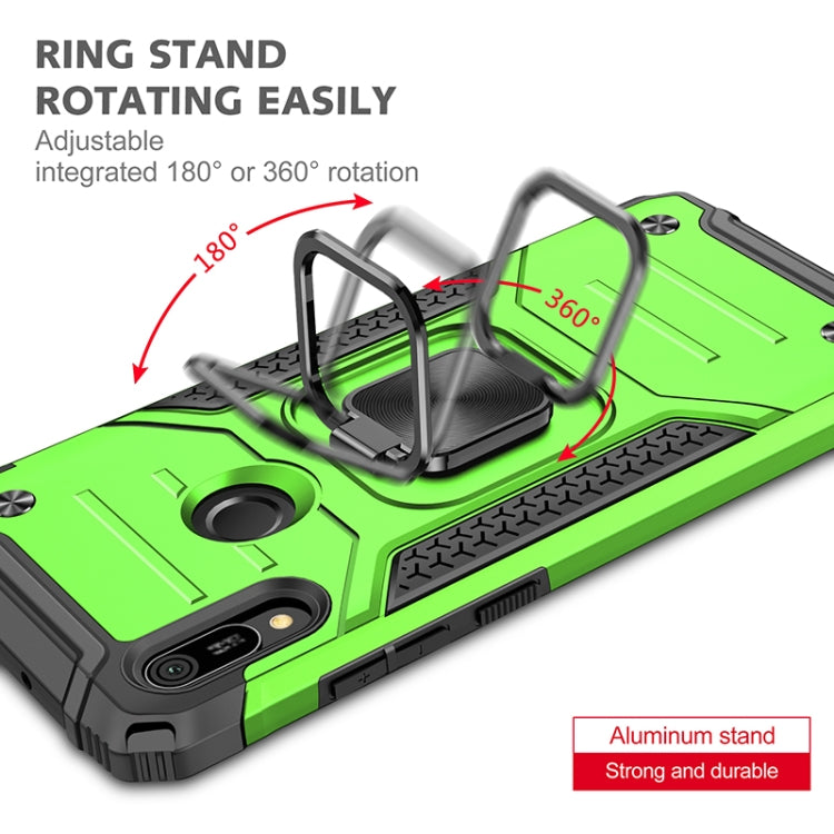 For Huawei Y6 Prlme / Y6 Magnetic Armor Shockproof TPU + PC Case with Metal Ring Holder