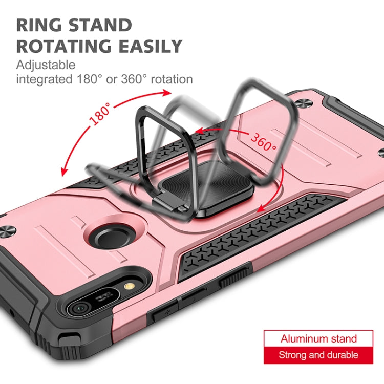 For Huawei Y6 Prlme / Y6 Magnetic Armor Shockproof TPU + PC Case with Metal Ring Holder