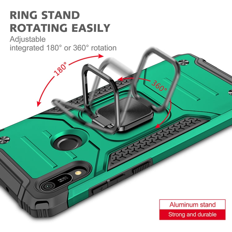 For Huawei Y6 Prlme / Y6 Magnetic Armor Shockproof TPU + PC Case with Metal Ring Holder