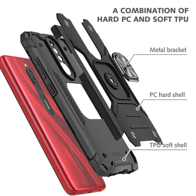 For Xiaomi Redmi 8 Magnetic Armor Shockproof TPU + PC Case with Metal Ring Holder