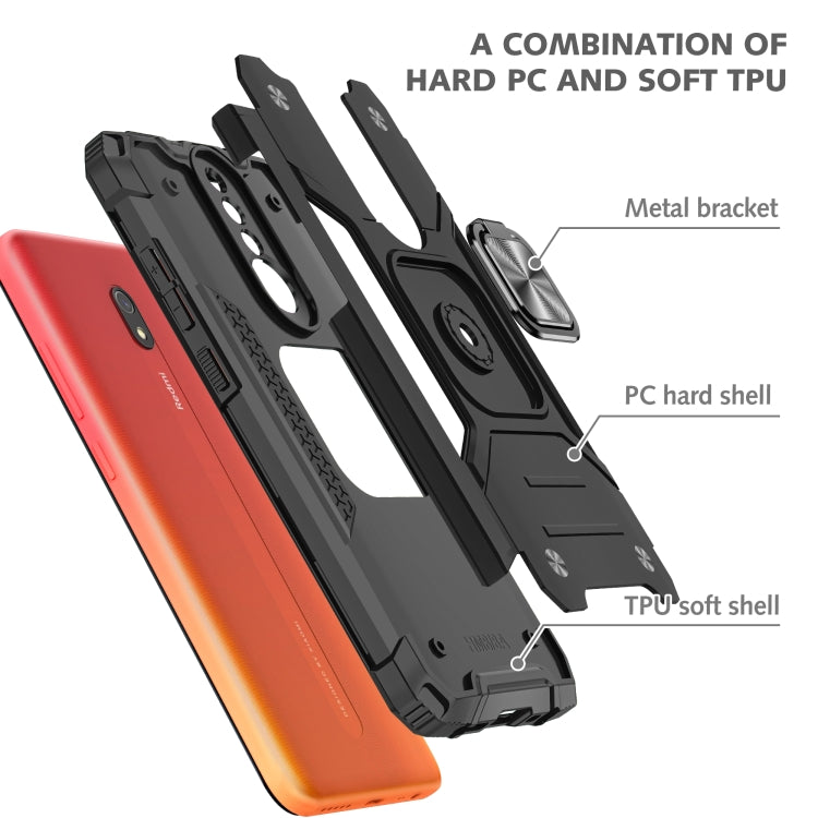 For Xiaomi Redmi 8A Magnetic Armor Shockproof TPU + PC Case with Metal Ring Holder