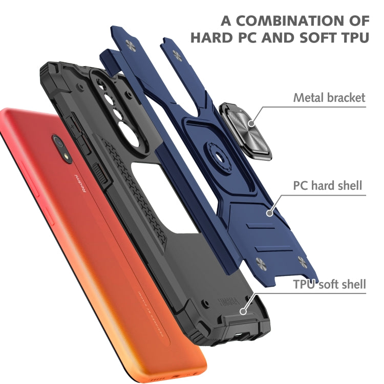 For Xiaomi Redmi 8A Magnetic Armor Shockproof TPU + PC Case with Metal Ring Holder
