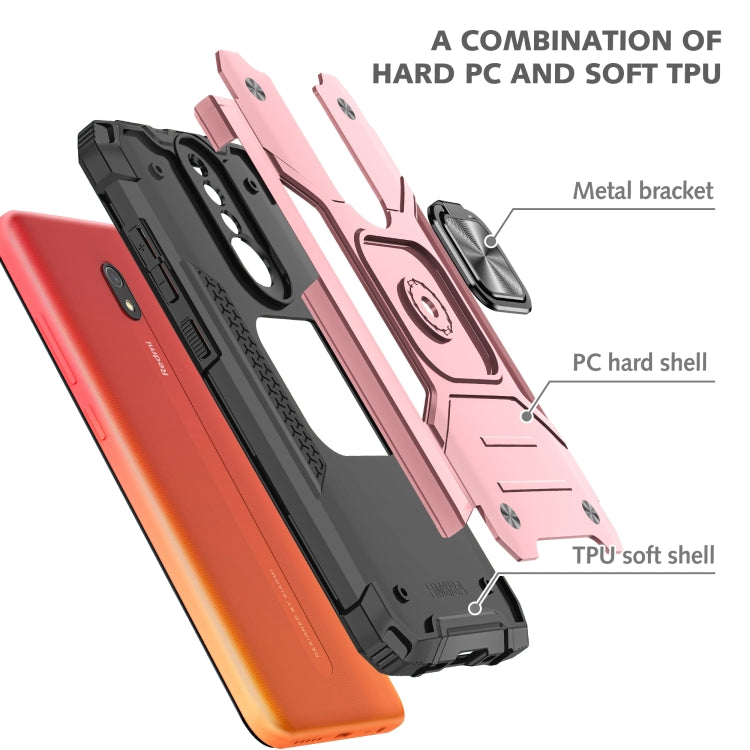 For Xiaomi Redmi 8A Magnetic Armor Shockproof TPU + PC Case with Metal Ring Holder