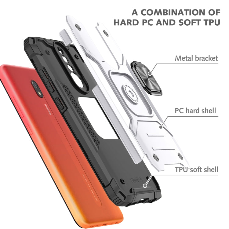 For Xiaomi Redmi 8A Magnetic Armor Shockproof TPU + PC Case with Metal Ring Holder