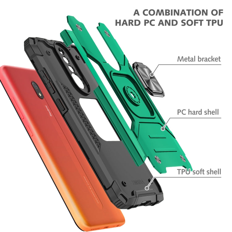 For Xiaomi Redmi 8A Magnetic Armor Shockproof TPU + PC Case with Metal Ring Holder