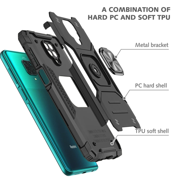 For Xiaomi Redmi Note 9 Pro / Note 9S Magnetic Armor Shockproof TPU + PC Case with Metal Ring Holder