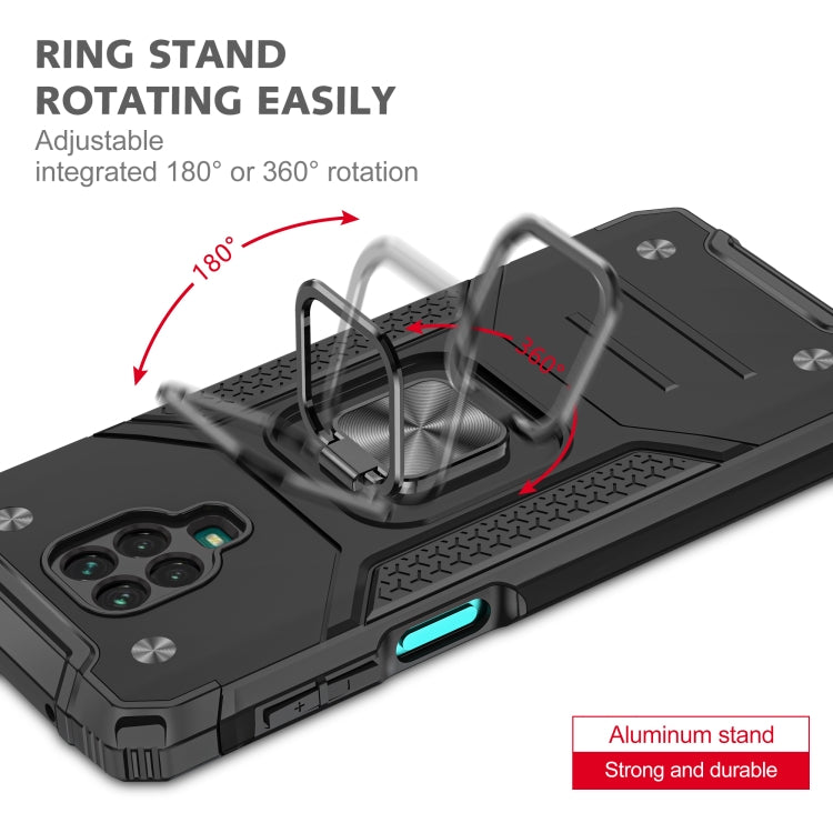 For Xiaomi Redmi Note 9 Pro / Note 9S Magnetic Armor Shockproof TPU + PC Case with Metal Ring Holder