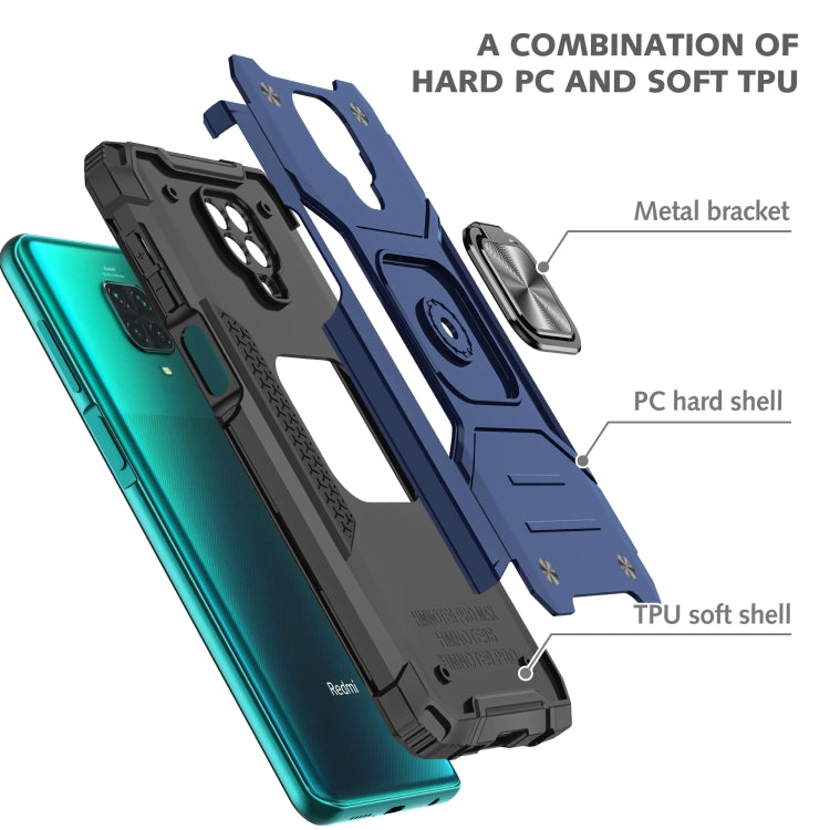 For Xiaomi Redmi Note 9 Pro / Note 9S Magnetic Armor Shockproof TPU + PC Case with Metal Ring Holder