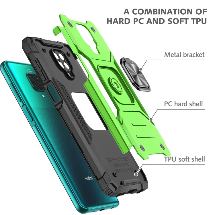 For Xiaomi Redmi Note 9 Pro / Note 9S Magnetic Armor Shockproof TPU + PC Case with Metal Ring Holder