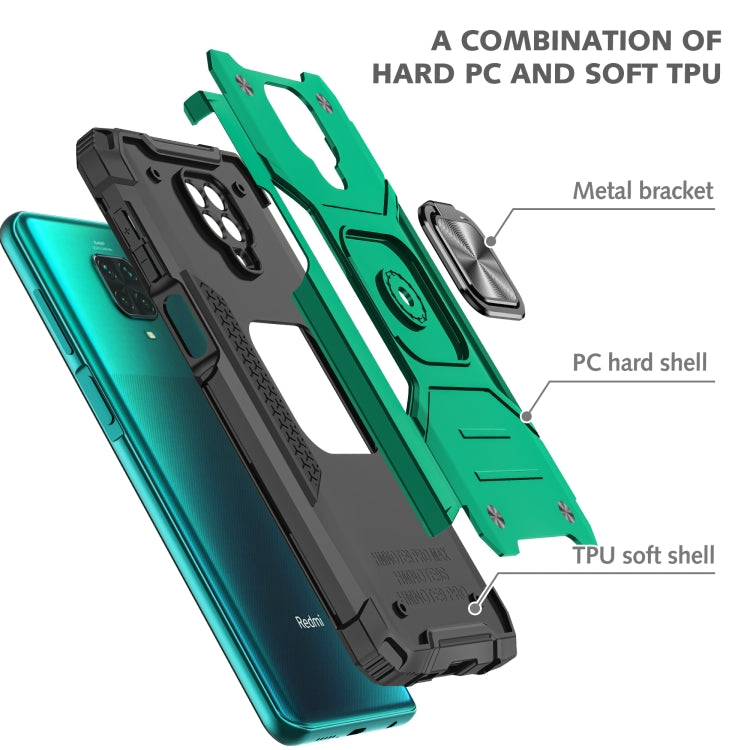 For Xiaomi Redmi Note 9 Pro / Note 9S Magnetic Armor Shockproof TPU + PC Case with Metal Ring Holder