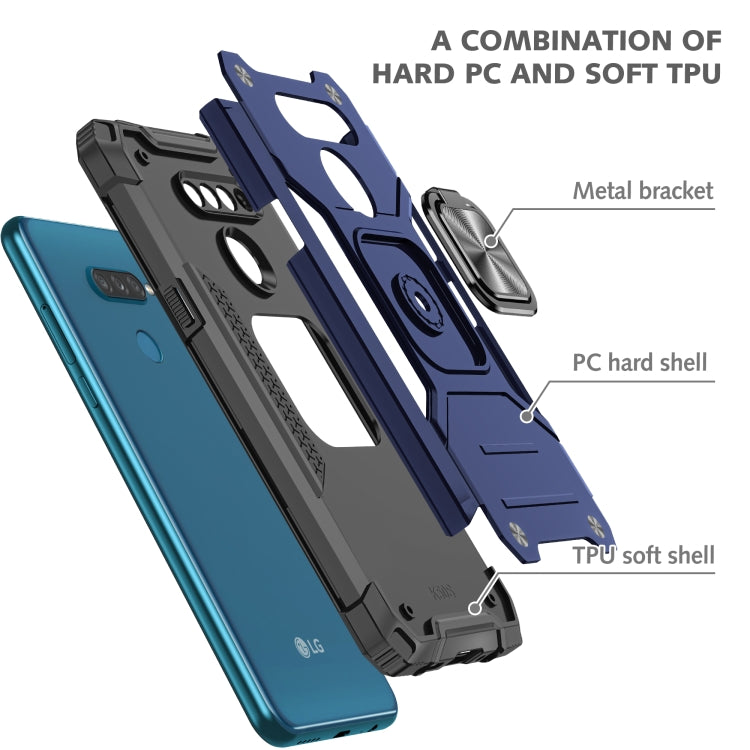 For LG K50S Magnetic Armor Shockproof TPU + PC Case with Metal Ring Holder
