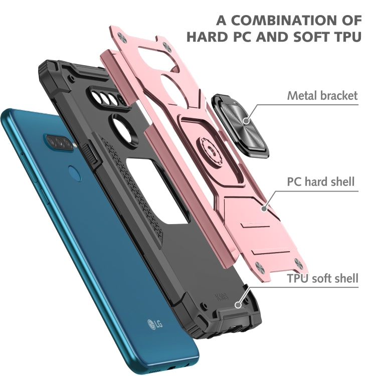 For LG K50S Magnetic Armor Shockproof TPU + PC Case with Metal Ring Holder