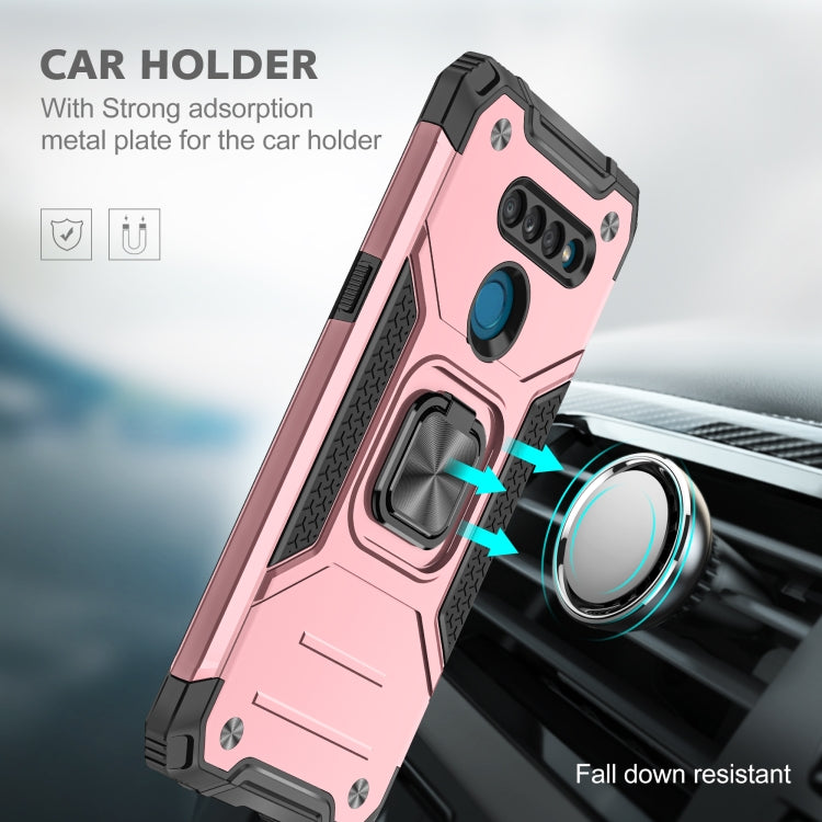 For LG K50S Magnetic Armor Shockproof TPU + PC Case with Metal Ring Holder