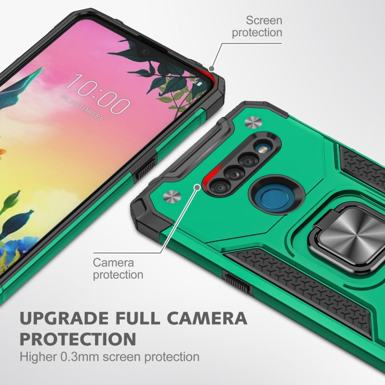 For LG K50S Magnetic Armor Shockproof TPU + PC Case with Metal Ring Holder