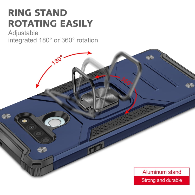 For LG Stylo 6 Magnetic Armor Shockproof TPU + PC Case with Metal Ring Holder