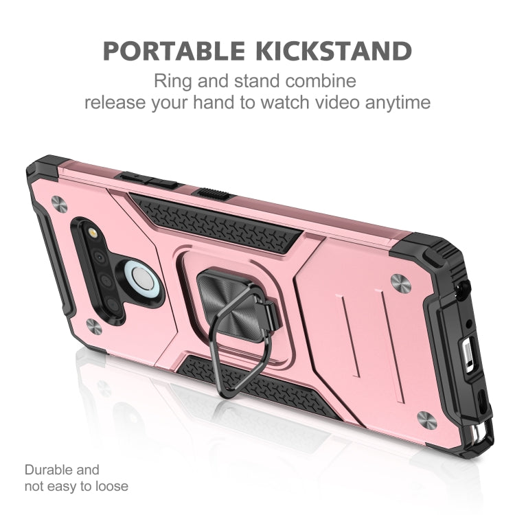 For LG Stylo 6 Magnetic Armor Shockproof TPU + PC Case with Metal Ring Holder