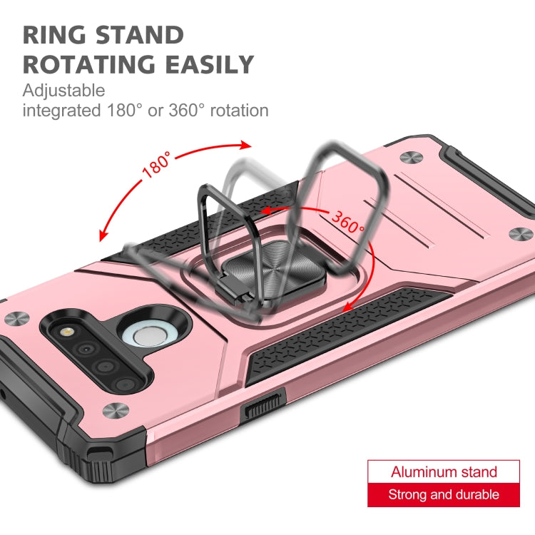 For LG Stylo 6 Magnetic Armor Shockproof TPU + PC Case with Metal Ring Holder