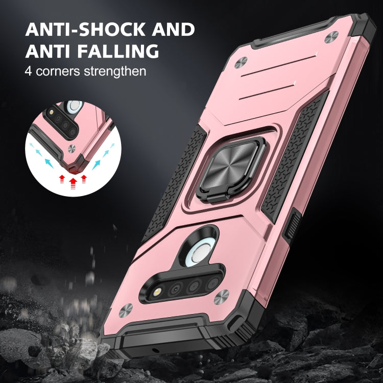 For LG Stylo 6 Magnetic Armor Shockproof TPU + PC Case with Metal Ring Holder