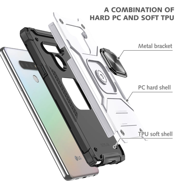 For LG Stylo 6 Magnetic Armor Shockproof TPU + PC Case with Metal Ring Holder