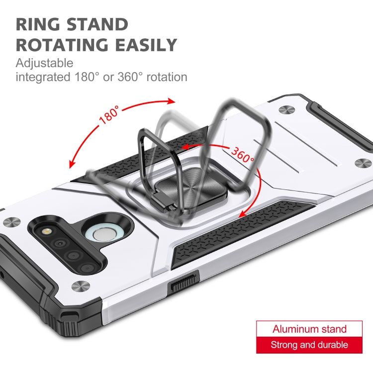 For LG Stylo 6 Magnetic Armor Shockproof TPU + PC Case with Metal Ring Holder