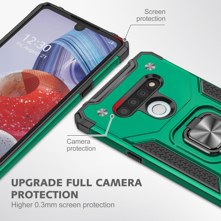 For LG Stylo 6 Magnetic Armor Shockproof TPU + PC Case with Metal Ring Holder